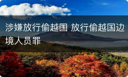 涉嫌放行偷越国 放行偷越国边境人员罪