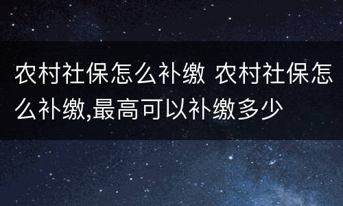 农村社保怎么补缴 农村社保怎么补缴,最高可以补缴多少