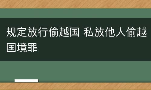 规定放行偷越国 私放他人偷越国境罪