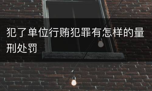犯了单位行贿犯罪有怎样的量刑处罚