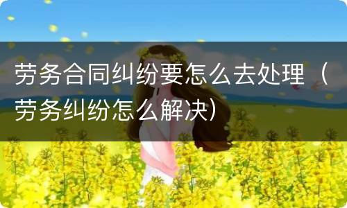 劳务合同纠纷要怎么去处理（劳务纠纷怎么解决）