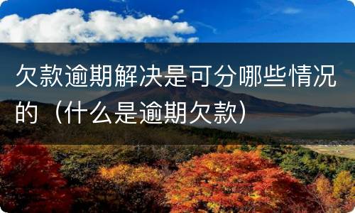 欠款逾期解决是可分哪些情况的（什么是逾期欠款）