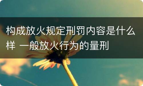 构成放火规定刑罚内容是什么样 一般放火行为的量刑