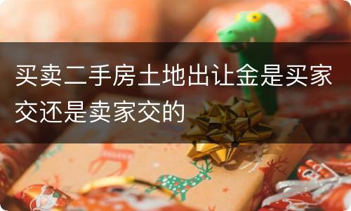 买卖二手房土地出让金是买家交还是卖家交的