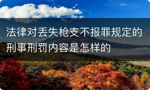 法律对丢失枪支不报罪规定的刑事刑罚内容是怎样的
