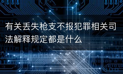 有关丢失枪支不报犯罪相关司法解释规定都是什么