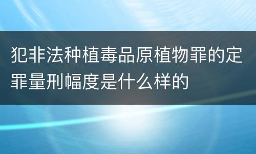 犯非法种植毒品原植物罪的定罪量刑幅度是什么样的