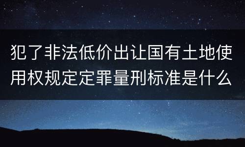 犯了非法低价出让国有土地使用权规定定罪量刑标准是什么样
