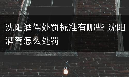 沈阳酒驾处罚标准有哪些 沈阳酒驾怎么处罚