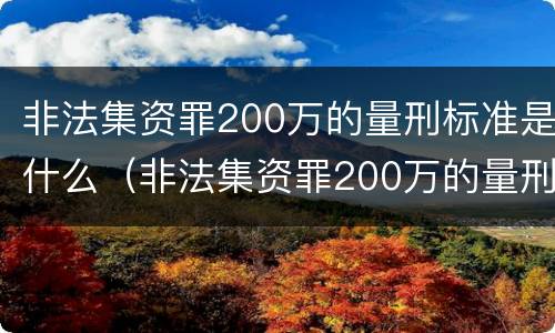 非法集资罪200万的量刑标准是什么（非法集资罪200万的量刑标准是什么意思）