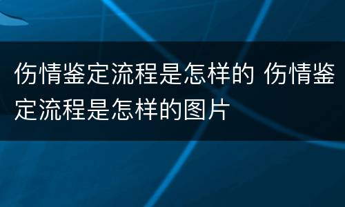 伤情鉴定流程是怎样的 伤情鉴定流程是怎样的图片