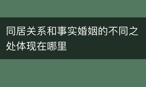 同居关系和事实婚姻的不同之处体现在哪里
