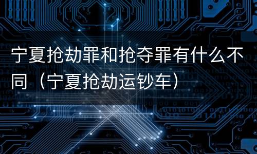 宁夏抢劫罪和抢夺罪有什么不同（宁夏抢劫运钞车）