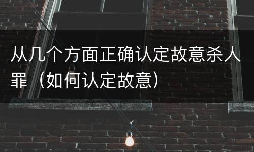 从几个方面正确认定故意杀人罪（如何认定故意）