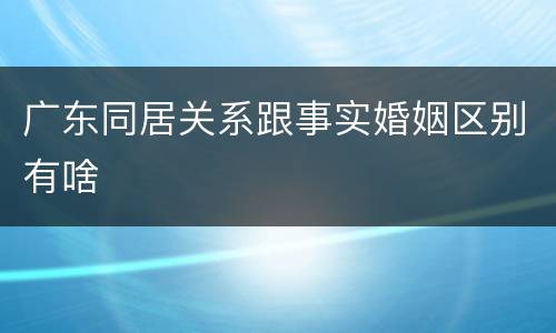 广东同居关系跟事实婚姻区别有啥
