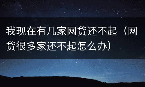 我现在有几家网贷还不起（网贷很多家还不起怎么办）