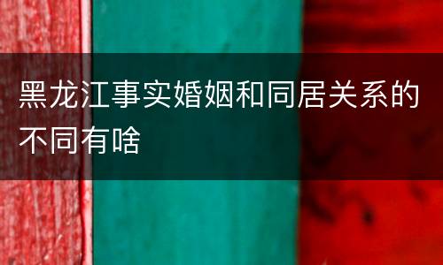 黑龙江事实婚姻和同居关系的不同有啥