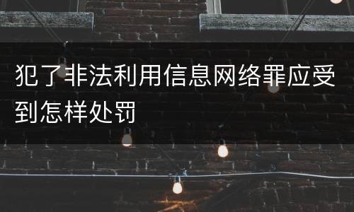犯了非法利用信息网络罪应受到怎样处罚