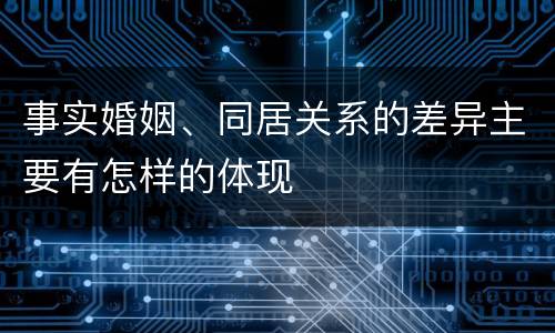 事实婚姻、同居关系的差异主要有怎样的体现