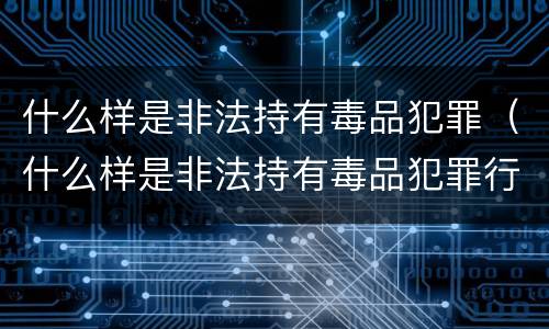 什么样是非法持有毒品犯罪（什么样是非法持有毒品犯罪行为）