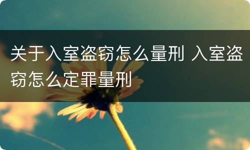 关于入室盗窃怎么量刑 入室盗窃怎么定罪量刑