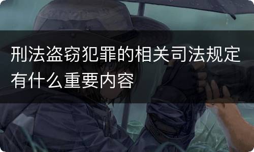刑法盗窃犯罪的相关司法规定有什么重要内容