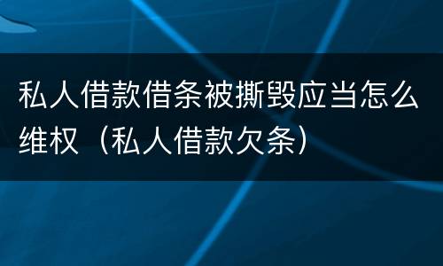 私人借款借条被撕毁应当怎么维权（私人借款欠条）