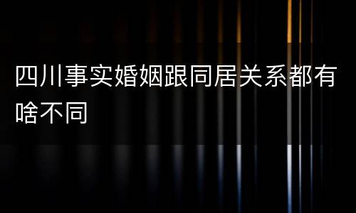 四川事实婚姻跟同居关系都有啥不同