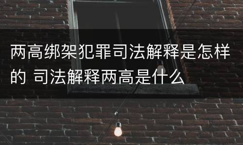 两高绑架犯罪司法解释是怎样的 司法解释两高是什么