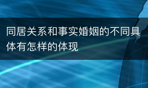 同居关系和事实婚姻的不同具体有怎样的体现