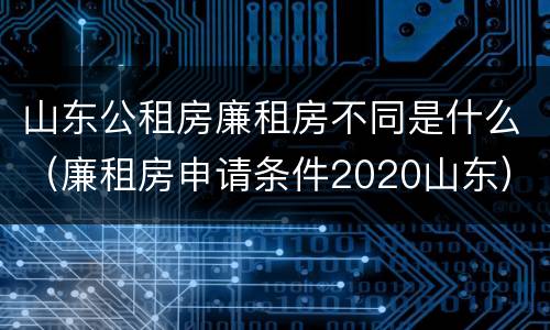 山东公租房廉租房不同是什么（廉租房申请条件2020山东）