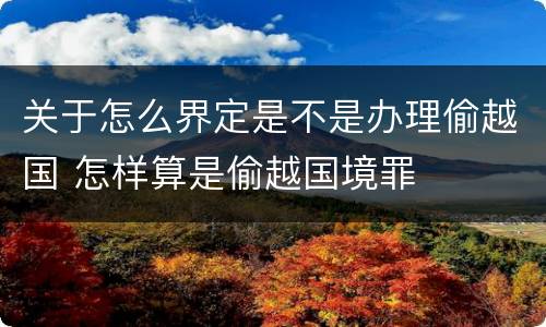 关于怎么界定是不是办理偷越国 怎样算是偷越国境罪