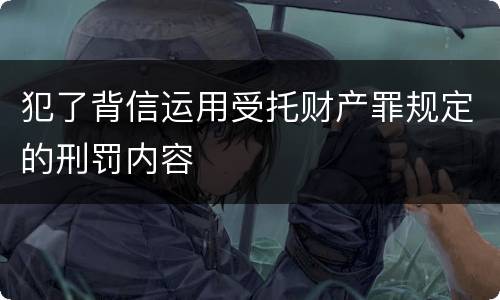 犯了背信运用受托财产罪规定的刑罚内容
