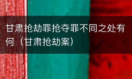 甘肃抢劫罪抢夺罪不同之处有何（甘肃抢劫案）