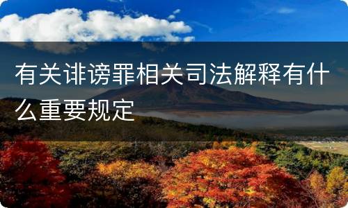 有关诽谤罪相关司法解释有什么重要规定