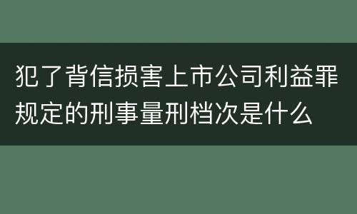 犯了背信损害上市公司利益罪规定的刑事量刑档次是什么
