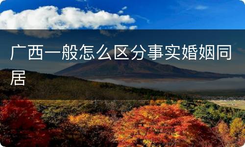 广西一般怎么区分事实婚姻同居