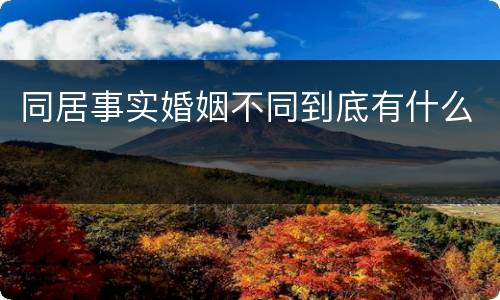 同居事实婚姻不同到底有什么