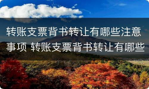 转账支票背书转让有哪些注意事项 转账支票背书转让有哪些注意事项要求