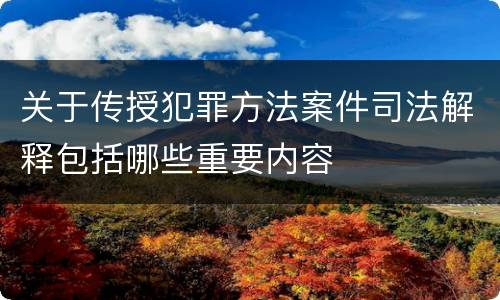 关于传授犯罪方法案件司法解释包括哪些重要内容