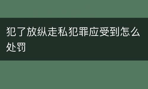 犯了放纵走私犯罪应受到怎么处罚