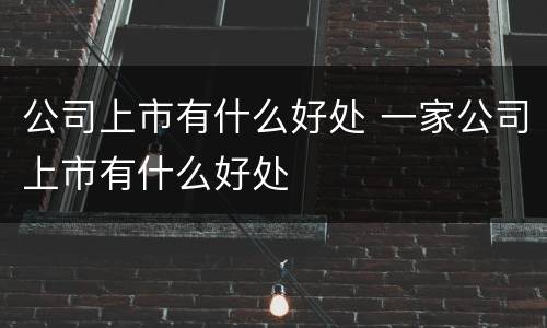 公司上市有什么好处 一家公司上市有什么好处
