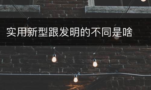 实用新型跟发明的不同是啥