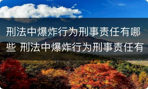 刑法中爆炸行为刑事责任有哪些 刑法中爆炸行为刑事责任有哪些规定