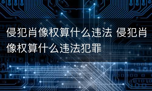 侵犯肖像权算什么违法 侵犯肖像权算什么违法犯罪