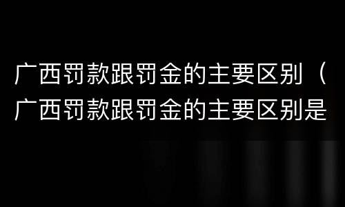广西罚款跟罚金的主要区别（广西罚款跟罚金的主要区别是什么）