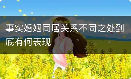 事实婚姻同居关系不同之处到底有何表现