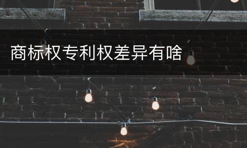 商标权专利权差异有啥