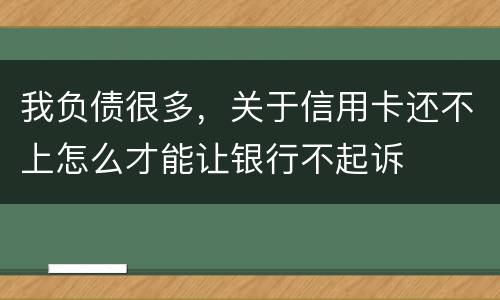 我负债很多，关于信用卡还不上怎么才能让银行不起诉