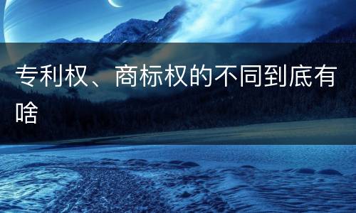 专利权、商标权的不同到底有啥